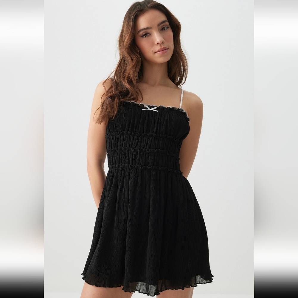 Gorgeous Black Chiffon Mini Dress Small
